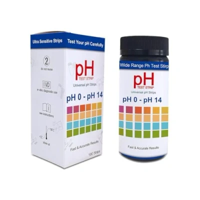 Imagen de Kit de 100 tiras reactivas pH, aplicación universal (pH0 14), test pH sensible para saliva y orina