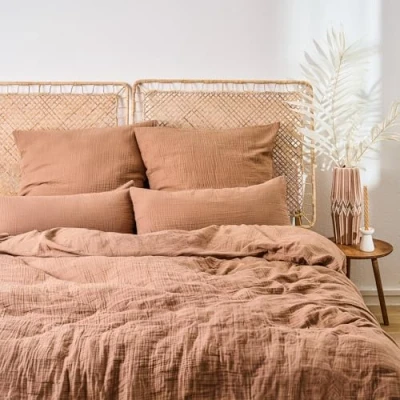 Imagen de Blumtal Muselina Ropa de Cama 135x200 cm Oeko Tex Certificado algodón Funda nórdica 135 x 200 + Almohada 40x80 Verano Cobre