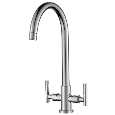 Imagen de Cobbe grifo de cocina, mezclador doble palanca, boquilla giratoria 360, cocina con accesorios estándar del Reino Unido, cromo