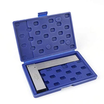 Imagen de Engineers Square BE TOOL Enginee Juego de regla cuadrada acero 90 para medir ángulo recto, incluye caja soporte plástico (100 x 63 mm)