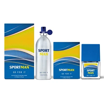 Imagen de Sportman Go For It 150 + 30 ml, Pack Perfume Hombre, Colonia Perfumada y en Formato Spray, Eau de Toilette Masculina, Juvenil, Deportiva Cítrica, Fragancia Fresca Larga Duración