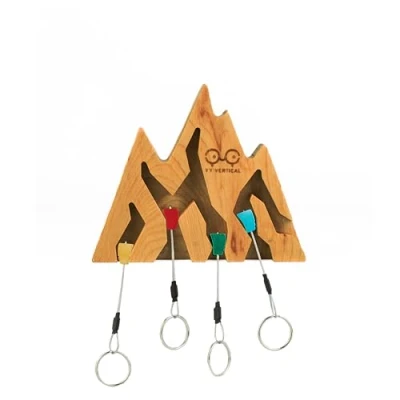 Imagen de YY Vertical Mountain Decor llavero en madera de cerezo, decoración pared para escalar cada montaña, 4 llaveros incluidos, perfecto los amantes la