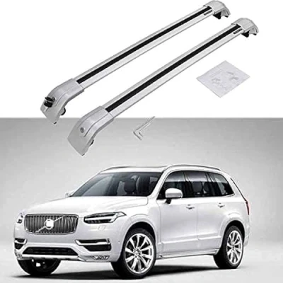 Imagen de SUNJFY Baca Coche para Volvo XC90 2015 2022 2023 2024, Barras de Techo Coche, Portaequipajes, Superiorescon Rieles, Accesorios Coche,Silver