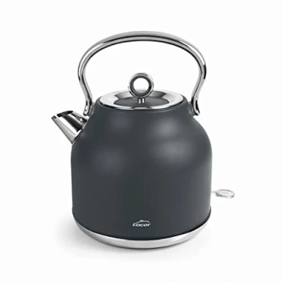 Imagen de Lacor 69397 Hervidor de agua retro en acero inoxidable 18/10 con tecnología STRIX, acabado gris mate, 1&#039;7 L