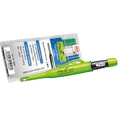 Imagen de Pica 3030 + 4040 Dry Pen incluye juego de minas especiales para carpintero, color verde, azul y blanco