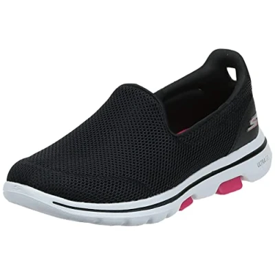 Imagen de Skechers Go Walk 5, Zapatillas sin Cordones Mujer, Black Textile Hot Pink Trim, 36 EU