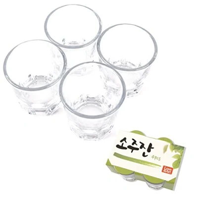 Imagen de Love is Art Juego de 4 vasos chupito Soju coreanos para whisky, tequila y licores, aptos lavavajillas, cristal transparente, 50 ml