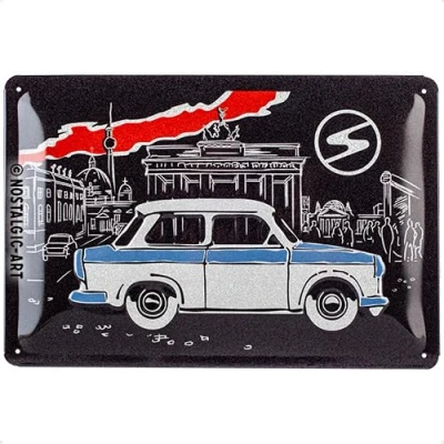 Imagen de Nostalgic Art Cartel de Chapa Retro Trabant Berlin Black Idea Souvenir y Regalo, metálico, Diseño Vintage para decoración, 20 x 30 cm