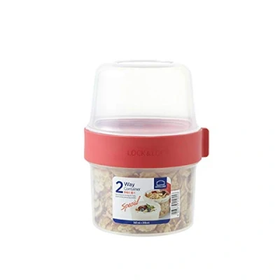 Imagen de Philips Lighting LOCK &amp; TWO WAY Taza de plástico para cereales Fiambrera pequeña con tapa rosca y dos recipientes, 360 ml 310