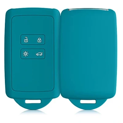 Imagen de kwmobile Funda de Silicona Compatible con Renault Llave Coche Smart Key 4 Botones (Solo Keyless Go) Carcasa Protectora para Llavero Case Mando Auto petróleo