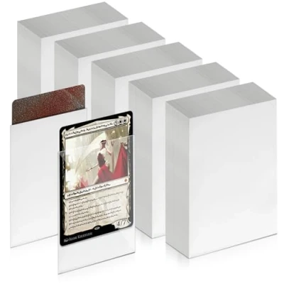 Imagen de Mexgcom 500 Fundas Para Tarjetas, Tarjetas Coleccionables De 66 X 91 MM, Interiores Ajuste Perfecto, Compatibles Con Mtg, Coleccionables, Deportivas (WHITE)