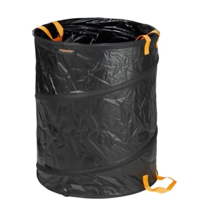 Imagen de Fiskars Solid Bolsa para jardín con asas, Capacidad: 172 litros, Negro/Naranja, 1015647