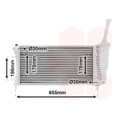 Imagen de VAN WEZEL 17002308 Radiador, refrigeración del motor Aluminio 580 298 25 Aletas unidas mecánicamente LANCIA: Ypsilon II, FIAT: Idea