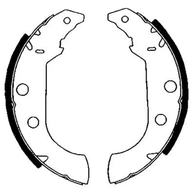 Imagen de HELLA 8DB 355 001 101 Zapatas de freno 228,6 42 sin palanca mano con accesorios PEUGEOT: 405 I Berlina, II Familiar, Familiar