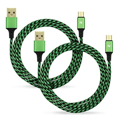 Imagen de NITHO Cable de Carga Micro B, [2Pack 4M] USB Rapida para el Mando Xbox One, Playstation 4 y Dispositivos a Portátiles/Teléfono Verde