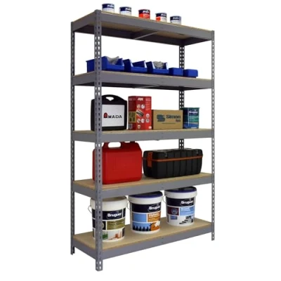 Imagen de Simon Rack Estanteria Industrial, 2000x1200x600 mm, 300 kg de Punto Flexión, 5 Estantes Madera, Estanterias Almacenaje, Metalicas, Gris/Madera SimonTaller