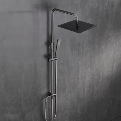 Imagen de Görbach Columna de Ducha sin Grifo Set Acero Inoxidable Altura Adjustable Conjunto Juego Baño con Mano y Cabezal Rociador 25 x CM Gris Gunmetal cepillado