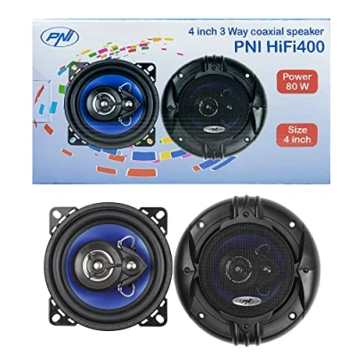 Imagen de PNI Altavoces coaxiales para Coche HIFI400, 80W, 4 Ohm, 10 cm, 3 vías, Núcleo de inyección con diámetro 100 mm, Juego 2 Piezas