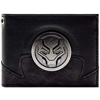 Imagen de Black Panther Traje en Relieve Emblema de Pantera Metálico Billetera/Cartera Bi Fold ID &amp; Tarjetero, Negro
