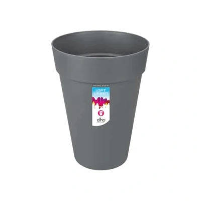 Imagen de Elho Loft Urban Round High Macetero redondo, Gris (Anthracite), 28 cm