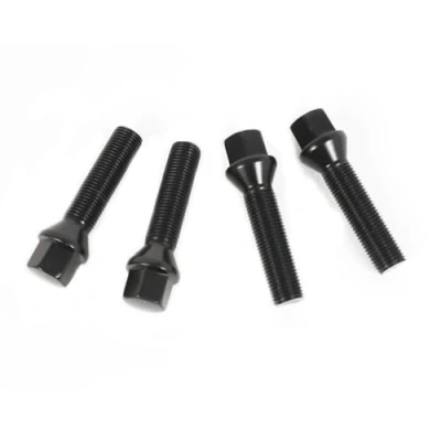 Imagen de OMP Speed Juego de 4 Tornillos M14X1.25 Conico Largo 48mm Llave 17 Color Negro DIN 10.9