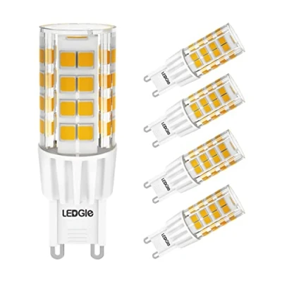 Imagen de LEDGLE 6W G9 Bombillas LED, Equivalente a Halógeno de 60W, 51 LEDs, 380lm Blanco Cálido 3000K, Sin Parpadeo, No Regulable, Ángulo Luz 360, Pack 5 Unidades