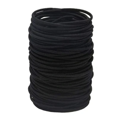 Imagen de 50 Piezas Gomas de Pelo sin Metal Suave, 2 mm en Espesor para Niñas Pequeñas Coleteros Elásticos Grueso y Rizado Mujeres, Negro