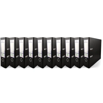 Imagen de Netuno 10x Ekobox archivadores color negro 2 anillas 8 cm A4 organizador ancho de cartón para oficina estanterías carpetas escritorio despacho