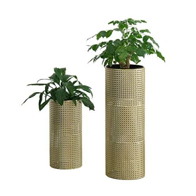 Imagen de [en.casa] Set de 2 x Soportes Flores Lüttich con Macetero Estantes para Plantas Estilo Decorativo Metal Dorado y Negro