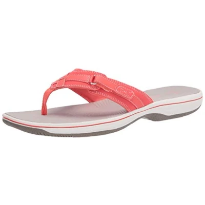 Imagen de Clarks Women&#039;s Breeze Sea Flip Flop, Bright Coral Synthetic, 40 EU