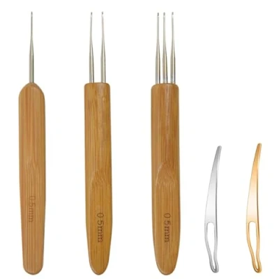 Imagen de 5 piezas de herramientas gancho ganchillo para rastas el cabello（0,5 mm）