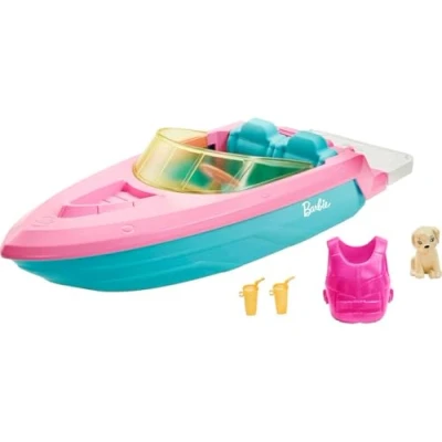 Imagen de Barbie Barco para muñeca con Chalecos Salvavidas, Perrito de Juguete y Accesorios, niñas niños +3 años (Mattel GRG29)