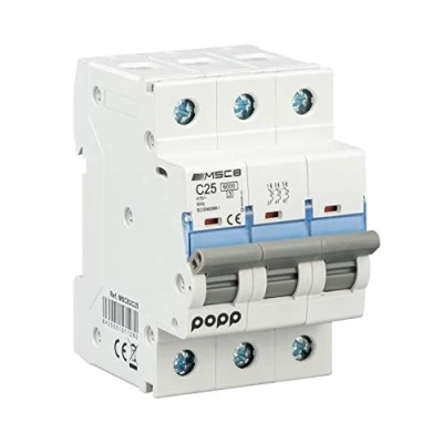 Imagen de POPP® Interruptor Automático Magnetotérmico industrial CURVA C 1P 2P 3P + 6A 10A 16A 20A 25A 32A 40A 50A 63A … (3P, 25A)