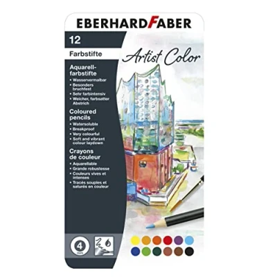 Imagen de Eberhard Faber 516013 Lápices de acuarela Artist Color, 12 acuarelas colores en estuche metálico