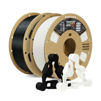 Imagen de OVERTURE PETG Filamento 1.75 mm, de Impresora 3D, 1 kg (2.2 lb), Precisión Dimensional 99% Probabilidad +/ 0.02 la Mayoría FDM (Negro, Blanco)