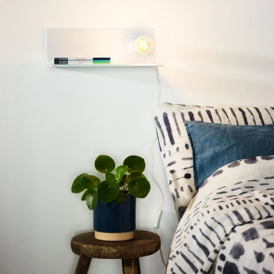 Imagen de Lucide Sebo aplique de pared metal blanco con estante