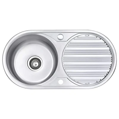 Imagen de JASSFERRY Fregadero de cocina un seno, Acero Inoxidable, escurridor reversible, con colador residuos
