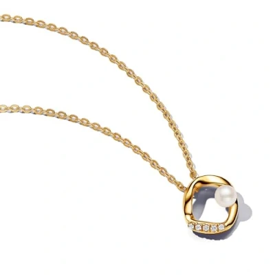 Imagen de PANDORA Essence Collares chapados en oro de 14 quilates con perlas blancas cultivadas agua dulce tratadas, talla 45