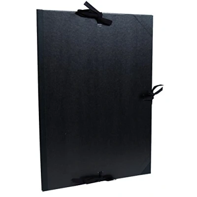 Imagen de Clairefontaine Ref 38815C Carpeta de arte Kraft Tamaño 50 x 70 cm, 3 lazos con cierre solapas, forro papel blanco, sin ácido Apto para transportar obras Negro