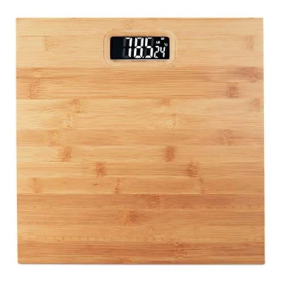 Imagen de Relaxdays Báscula Baño Digital Hasta 180 kg, Bambú y Plástico, Beige, 3 x 30 cm
