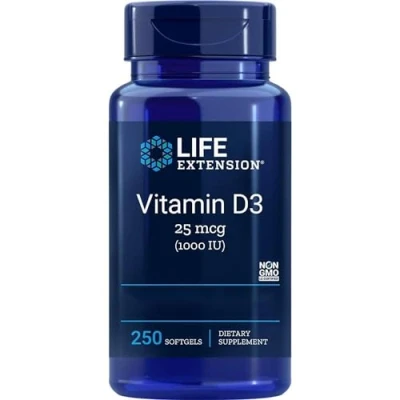 Imagen de Life Extension, Vitamina D3, 1000 IU (25mcg), 250 Cápsulas blandas, Probadas en Laboratorio, Sin Gluten, Soja, No GMO