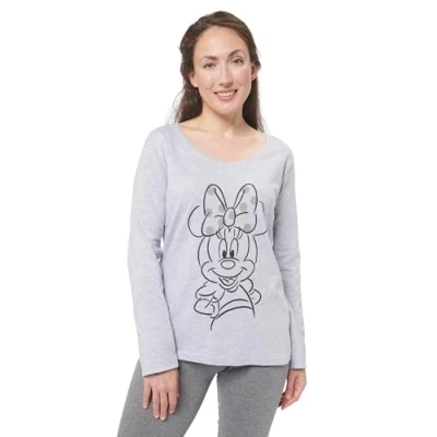 Imagen de Disney Minnie Mouse Pijama para Mujer Conjunto de Manga Larga Top con Pantalones gris, S