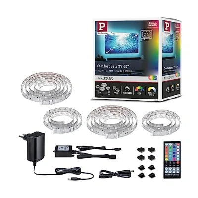Imagen de Paulmann 78876 MaxLED 250 Strip LED TV Comfort juego básico 65 pulgadas 4,3m 22W 234lm/m 28LED/m RGBW+ 24VA regulable