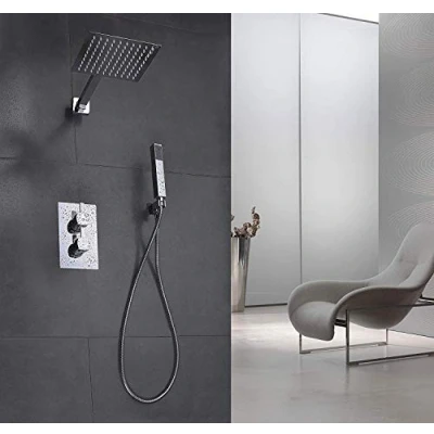 Imagen de Elbe®Columna ducha termostática, alcachofa de acero inoxidable 304 y latón para una fácil instalación