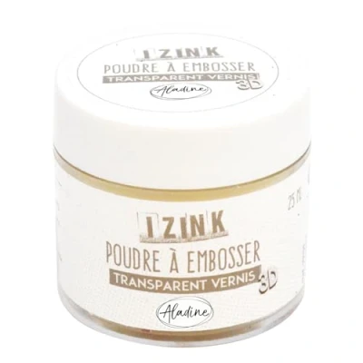 Imagen de Aladine Izink Polvo para repujado transparente con purpurina, efecto de volumen 3D álbumes recortes y tarjetas creativas Scrap en relieve barnizado Bote 25 ml