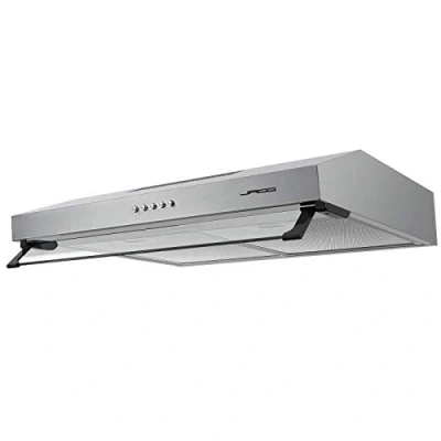 Imagen de Campana Extractora con Visera 3 Yelocidades, Ventilación Superior y Trasera, 201,6 m3 / h, 59,5 cm de Ancho, Filtro Carbón Activo, Acero Inoxidable Extractor Recirculación Conductos