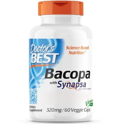 Imagen de Doctor&#039;s Best, Bacopa con Synapsa, 320mg, 60 Cápsulas veganas, Probado en Laboratorio, Sin Gluten, Soja, Vegetariano
