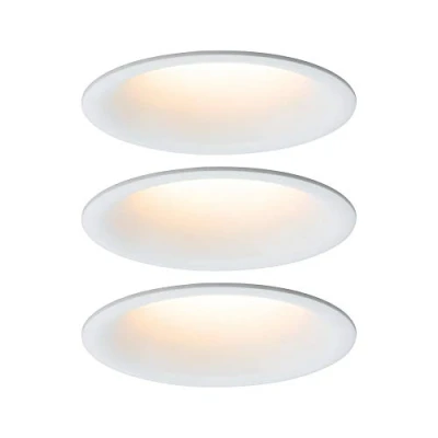 Imagen de Paulmann 93419 Luminaria empotrable LED Cymbal, incl. 3x6,5 W IP44, regulable, foco empotrable, blanco mate, Spot, plástico, lámpara 2000 K