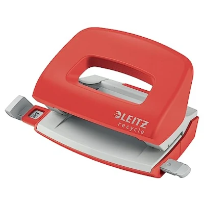 Imagen de Leitz NeXXt Recycle Mini Perforadora de Papel, Taladra hasta 10 Hojas 100% Reciclable, Acero y Plástico Reciclado, CO2 Neutro, Sostenible, Gama Recycle, Rojo, 50100025