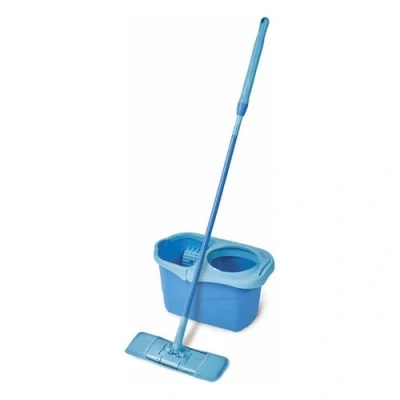 Imagen de SPONTEX Express System+ XL Kit de Escoba Plana y Cubo Giratorio Cabezal Esorado Optimal 1